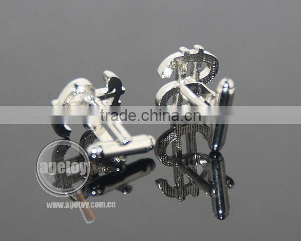 Hollow Out Dollar Sign Shaped Souvenir Zinc Alloy Metal Engrave Financial Cufflink For Mens Shirts