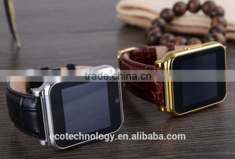 15$ W90 Bluetooth Smart Watch 6260A Men Luxury Leather Business Wristwatch Knight Full View HD