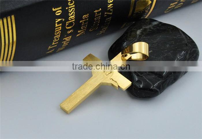 Hot sale gold filled jewelry stainless steel fire scriptures cross necklace pendant