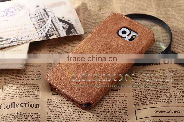 2015 hot selling retro style wallet leather case for samsung galaxy s6 edge china wholesale mobile phone case