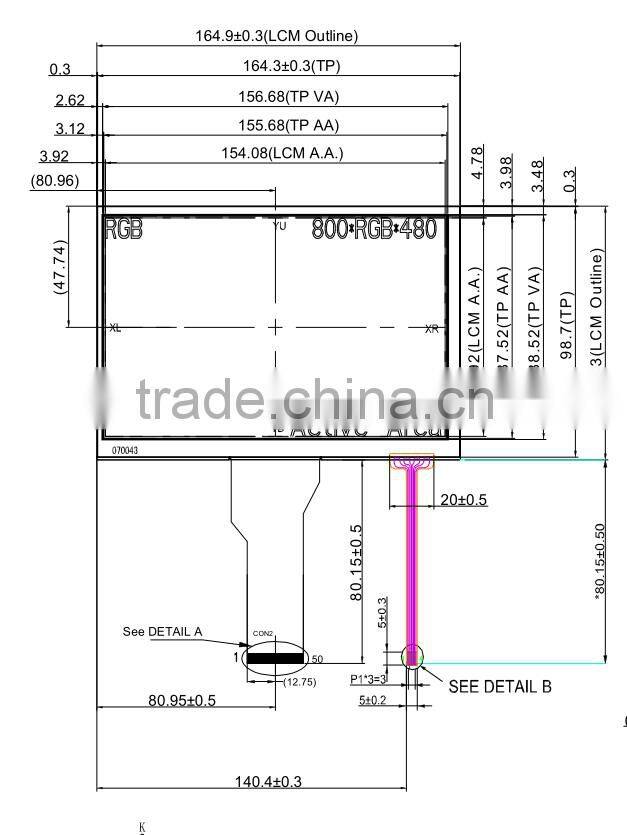 digital lcd screen 800x480 tft lcd display tft lcd 7 inch
