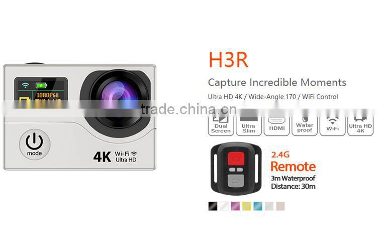 2016 new cam dual screen 4k video wifi remote control eken H3R 4k action camera