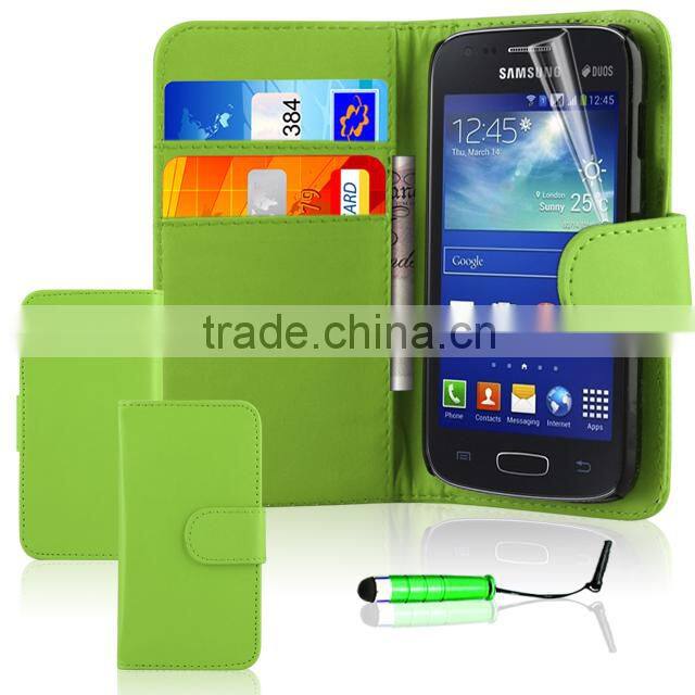 Set Screen Protector Stylus And Case For Samsung S7272 , Leather Wallet Senior Phone Case