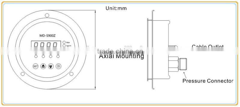 MD-S900Z Axial mounting High precision Water, Oil, Gas Intelligent Digital Pressure Switch