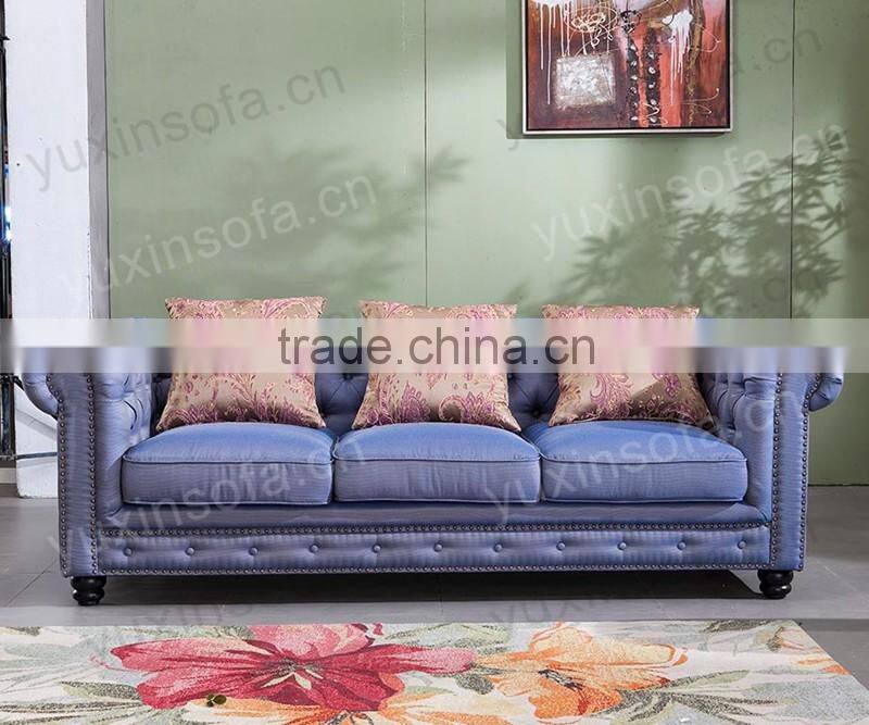 European New Antique Home Furniture Fabric Sofa, Chestfield Sofa Style for Livingroom Furniture from Foshan