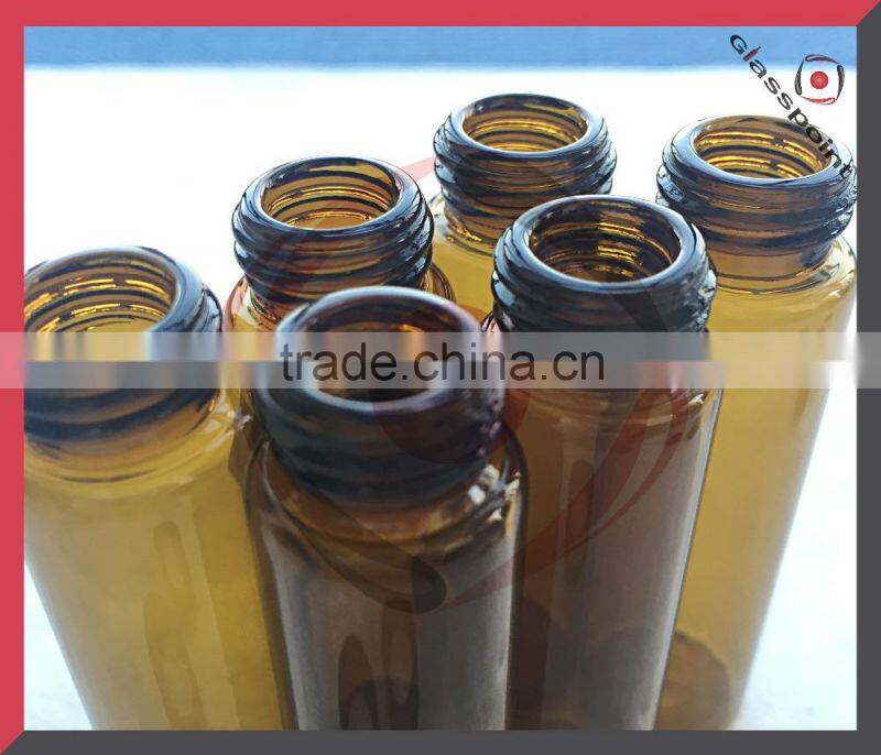 Cylindrical bottle, sample glass vials with poly phenolic cone liner cap