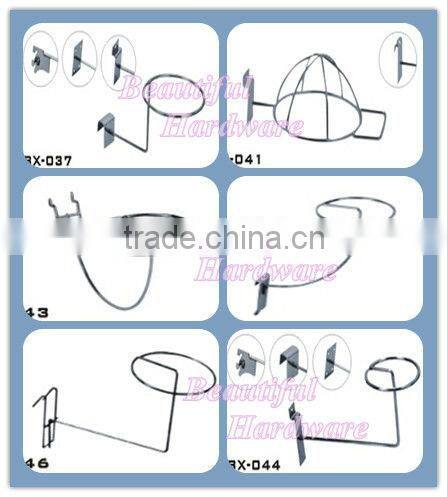 Metal hat rack for grid wall display