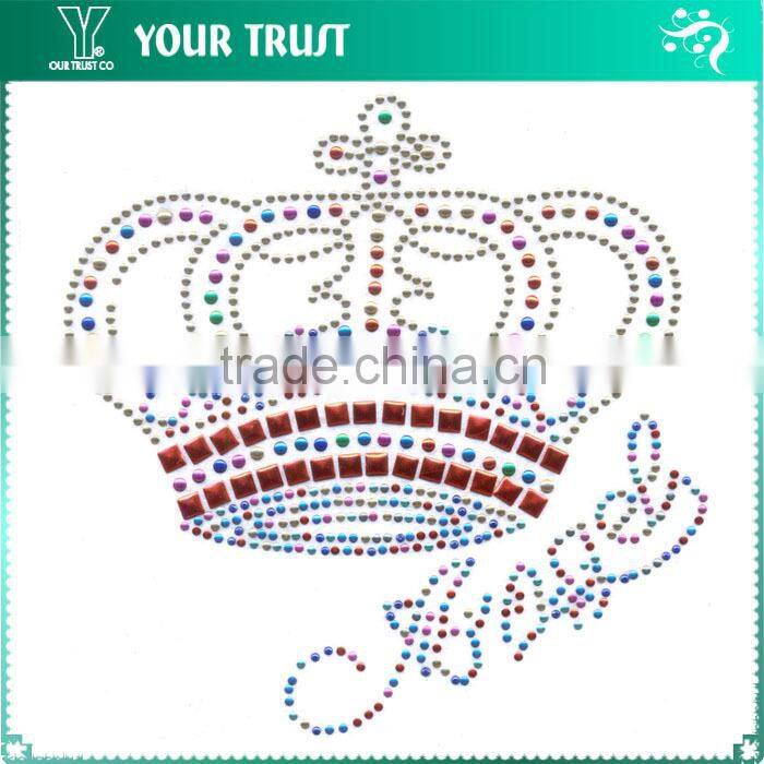 Lady Hot Pink Turquoise Ribbon Cute Dress Iron-on Hot Fix Motif Rhinestone