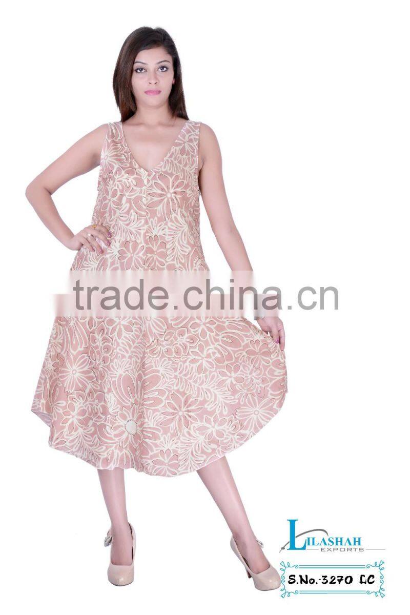 Cotton Printed umbrella Dress Jaipur Mini Vestido Styles Ropa Ladies Garments 3270LC