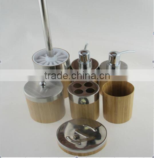 bamboo and stainless bathroom set