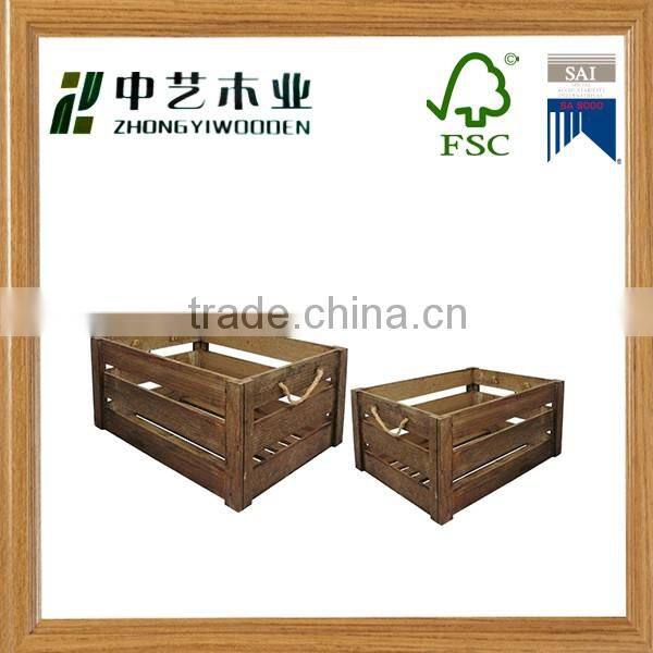 Hot sale customized handmade new design wooden fruit crate used wooden wine crate