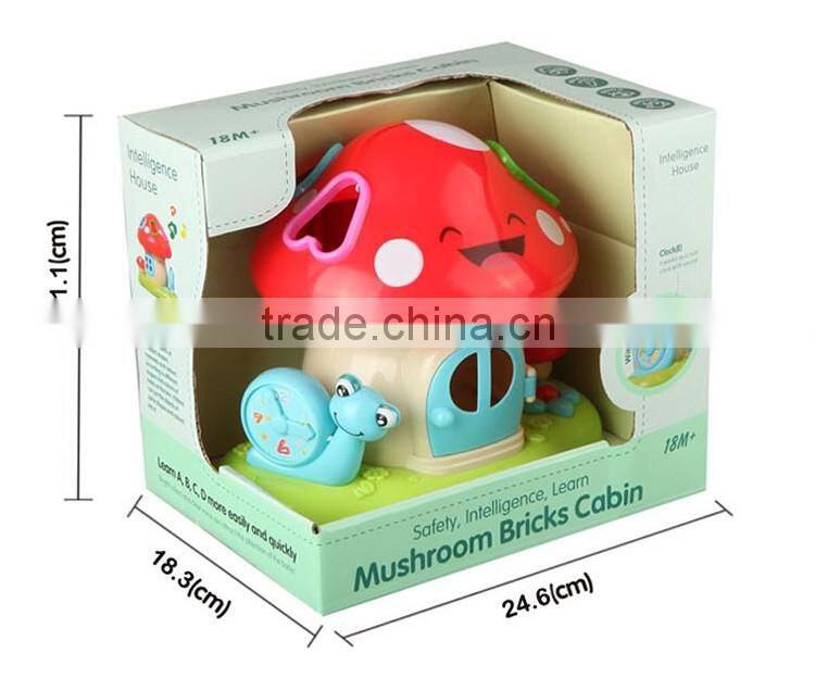Best gift cute blocks playhouse mushroom toy with light and music