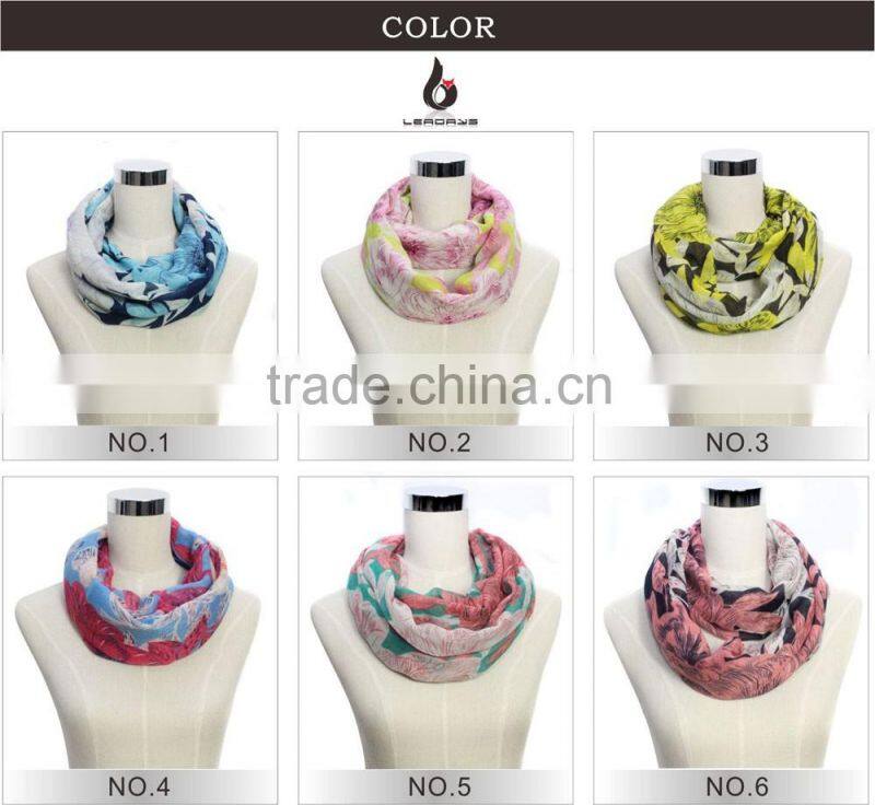 floral printing cute popular polyester viscose infinity scarf
