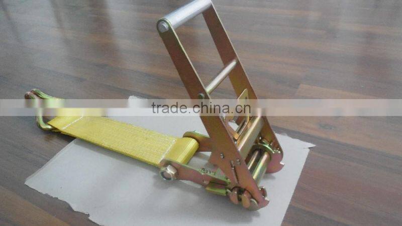 3 Inch Flat Hook Cheap Ratchet Straps with Yellow Webbing