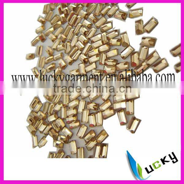 mirror glass flat back crystal rectangle shape 4x6 mm light peach