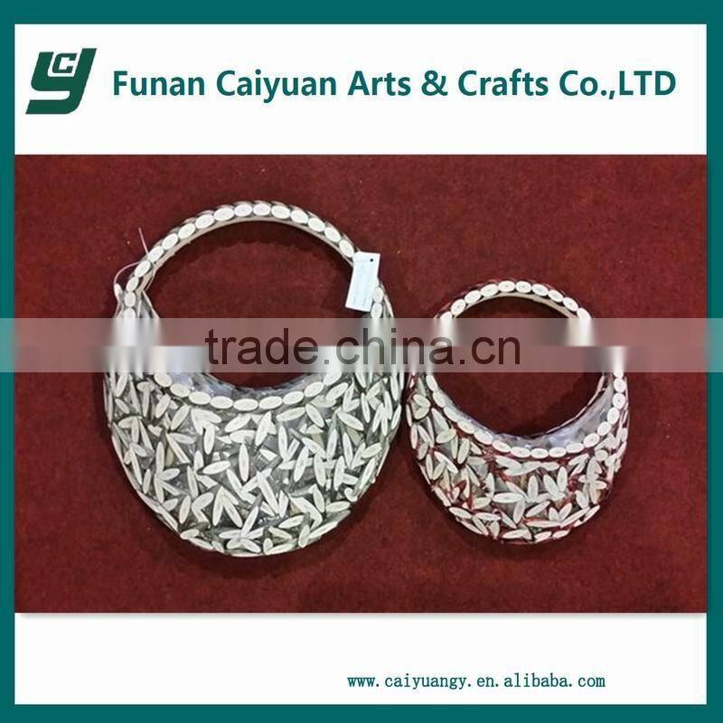 China factory wholesale new design white round natural decoration wood basket
