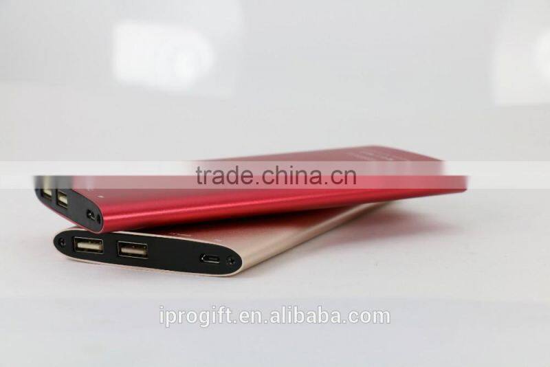 2016 New Arrival Metal emergency mobile power bank 10000mah for smart cell phones