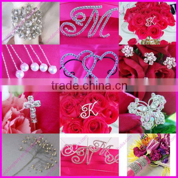 Hot Sale Rhinestone Crystal Wedding Bridal Bouquet Jewelry Floral Brooch Pin