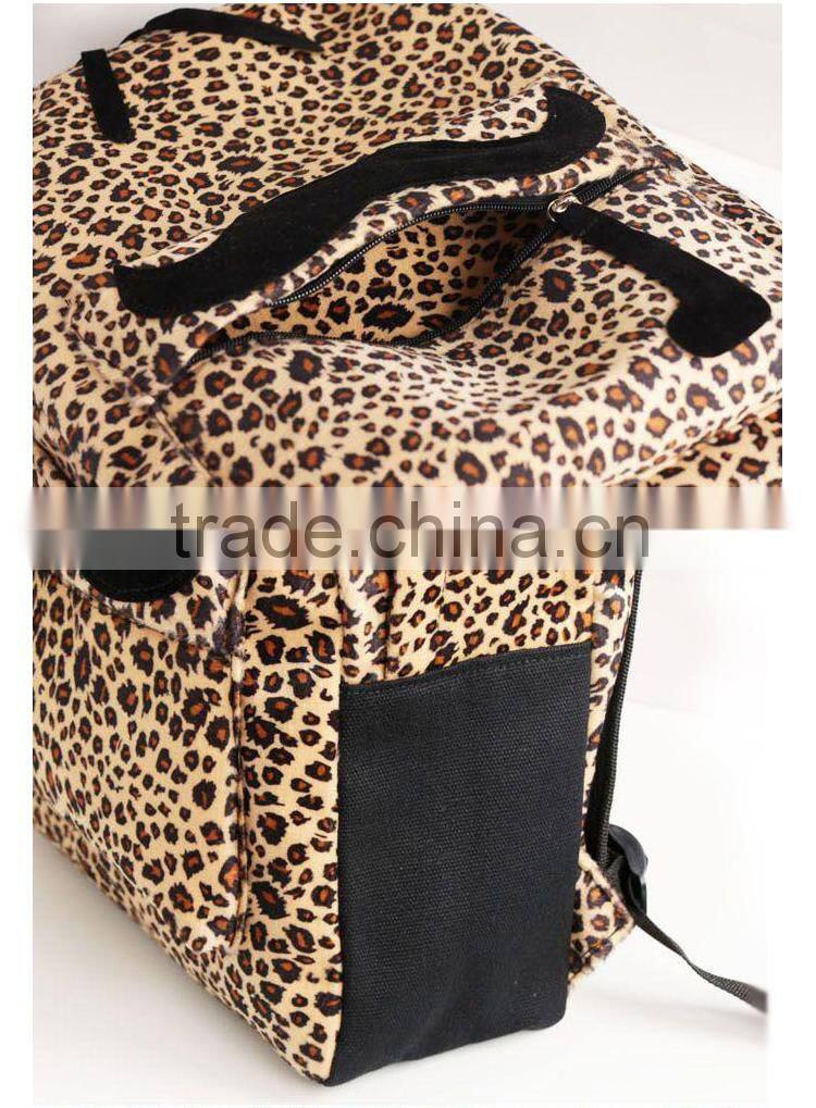 Fashion New Free shipping European and American Style Women Backpacks Lovely beard Vintage Leopard bag PU leather Backpack