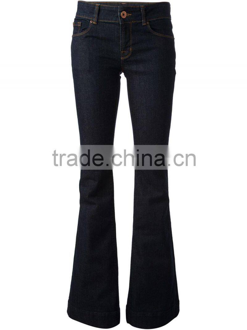 Medium rise carrot fit blue denim women jeans