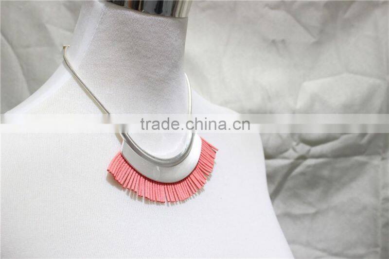 Coral Suede w/ Smooth Metal Statement Neckalce Snake Chain 2016 Fashion Style Wholesale