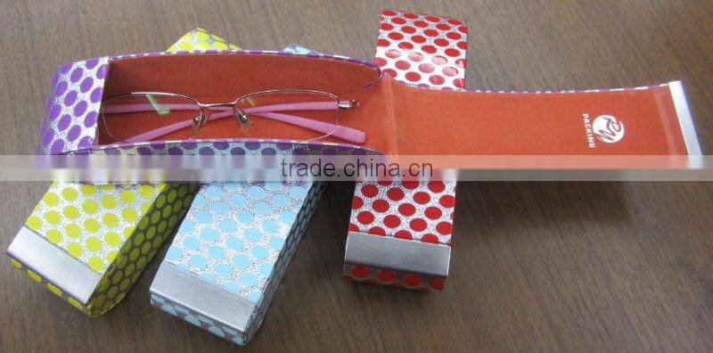 PU leather hand made aluminum reading glasses case