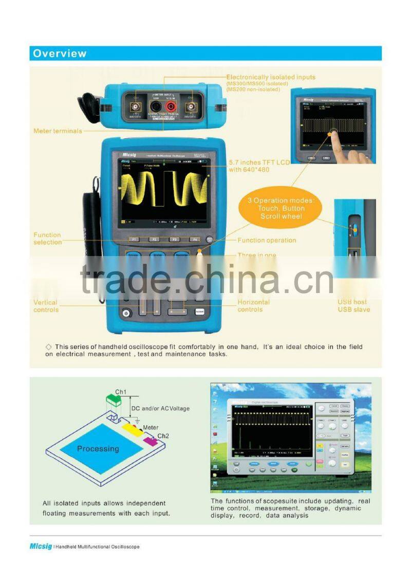 Micsig Handheld MS310IT Isolated Digital Oscilloscope with 100 MHz Capture