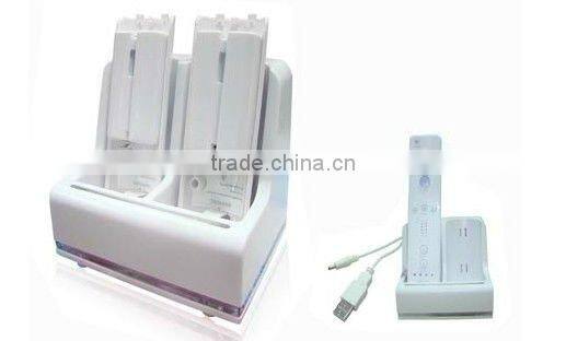 Dual remote battery charger for wii motion plus