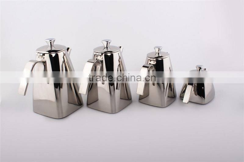 unique design high quality cheap stainless steel 18/8 mirror finish food safety 600ml square tea pot/water kettle