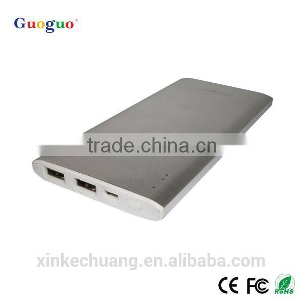 Guoguo promotion polymer aluminium metal 2000mAh thin portable power bank for iphone7