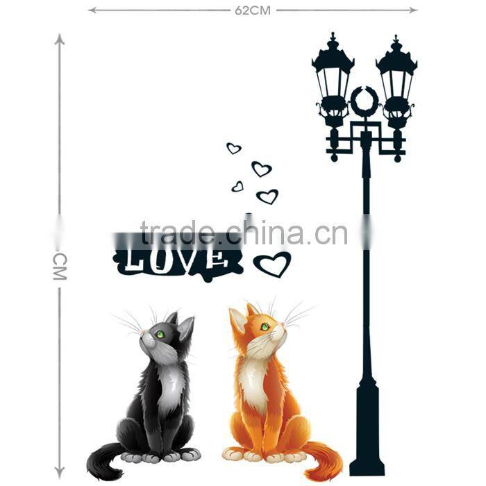 Removable Personalized Cute Cat Home Decor Mural Wall Sticker Lamp