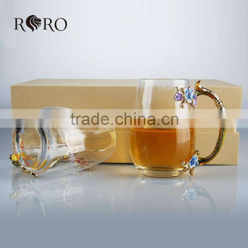 enamel gift pewter design flower model water glass gift