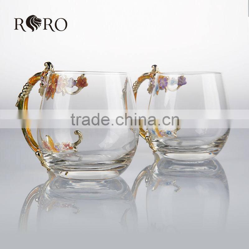 enamel gift pewter design flower model water glass gift