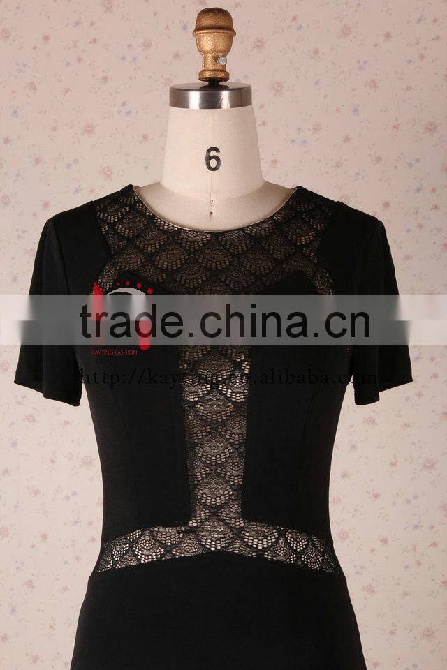 Simple short sleeve spandex cotton mermaid evening long dress