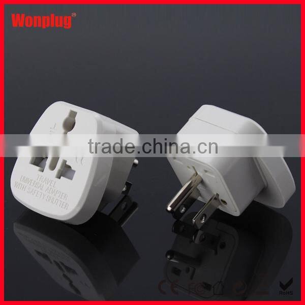 PC Material Cheap 3 pin Universal AC USA Travel Adapter, Universal to USA Plug Adaptor grounded