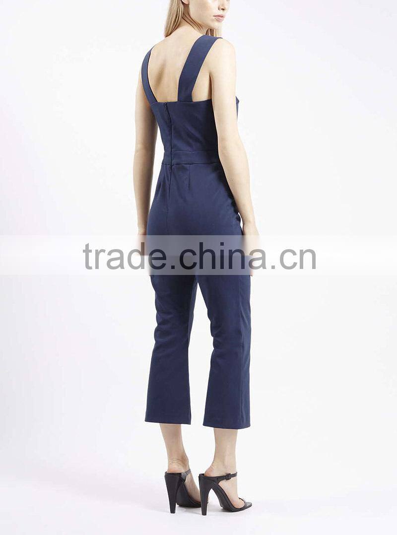 Spaghetti strap big white button new style women jumpsuit