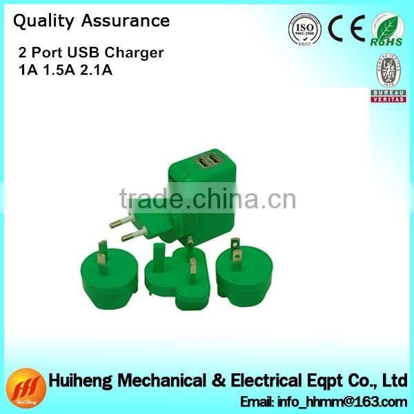 High Quality 2 port USB Charger with AU / EU / UK / US Plug