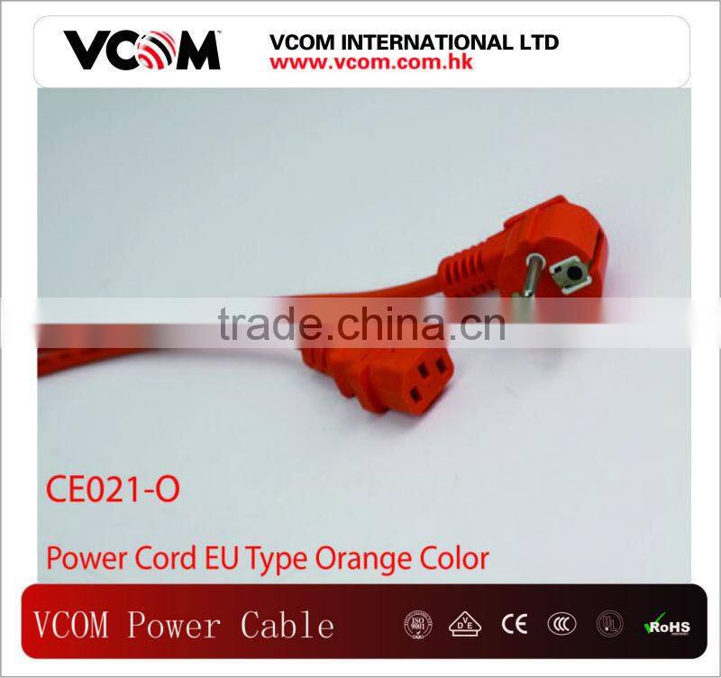 High Quality Orange Color EU Type Power Cord