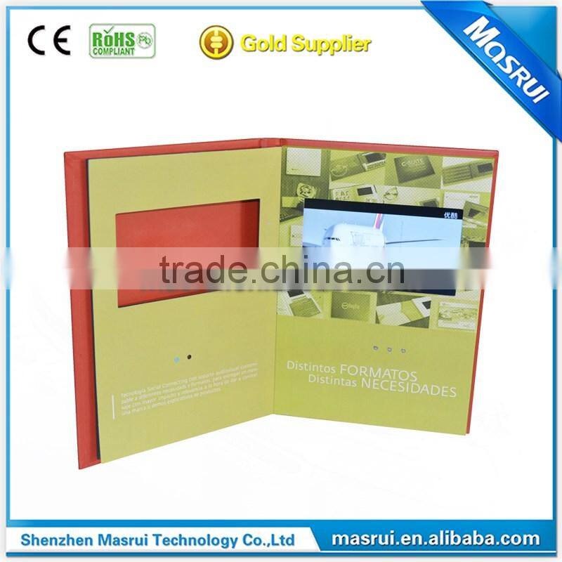 hard cover 1300g paper card and multi-pages video book with multi-light sensor lcd video book