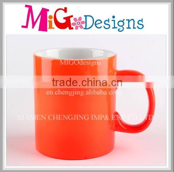 Fluorescent Color Yellow Print Ceramic Cone Mug Wholesale