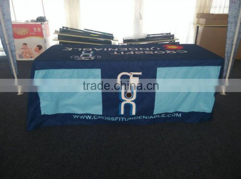 Customized size digital printing draped Table Cloth advertising