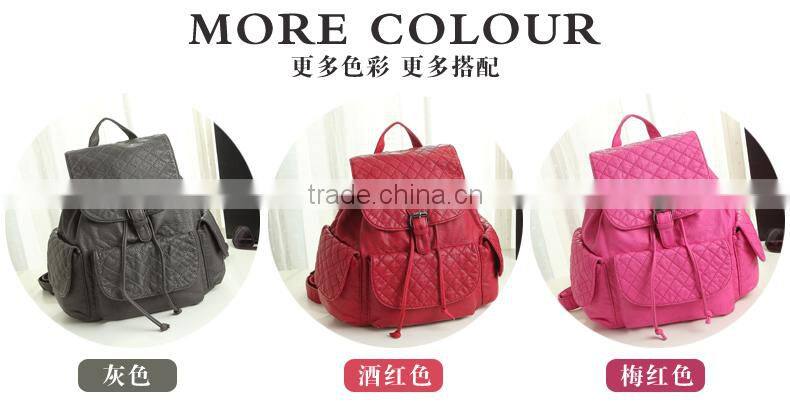 2015 New Style PU Leather Bag for Women Leather Drawstring Bag