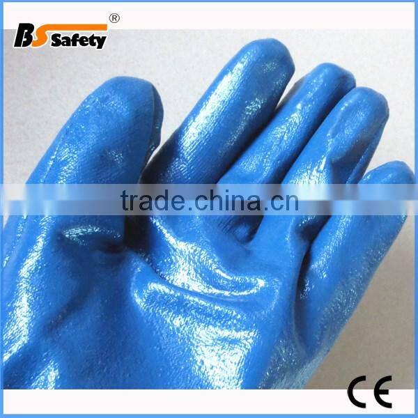 BSSAFETY Blue nitrile coated oil resistant industrial working gloves