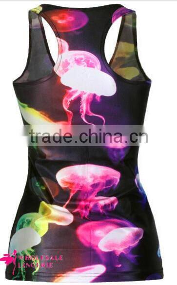 Cheap ladies tank top Black Sexy Womens Jellyfish Printed Cute Tank Top BX112