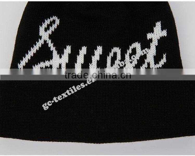 new product china manufacturer OEM CUSTOM LOGO winter fur pompons women fashion acrylic beanie hat and cap
