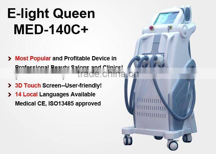 3 handles 2500w power IPL E-LIGHT SHR hair removal machine MED-140C+