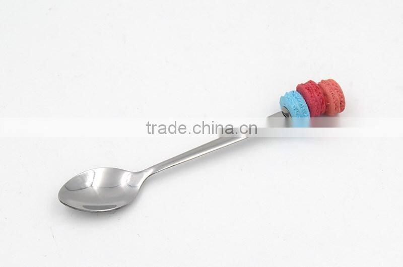 Purple blue red colored macaron design fruit spoon