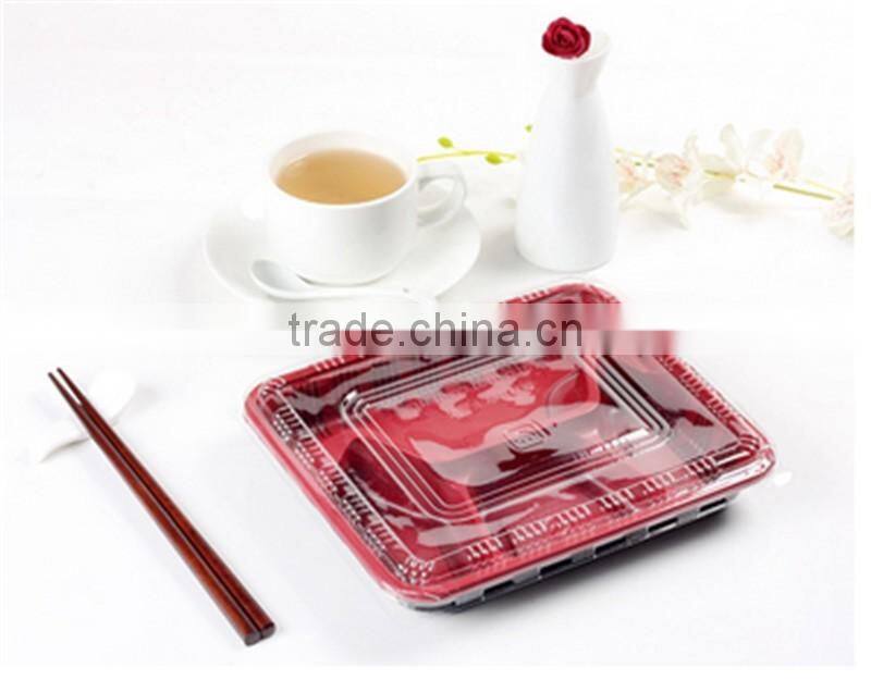 Red color Disposable food containers wholesale takeaway microwave PP food container 4-compartment box