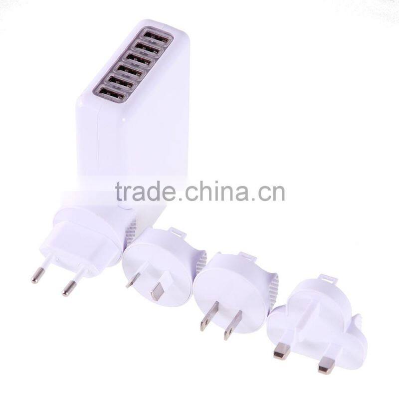6-Port USB Home Wall Travel AC Charger US UK EU AU for iPhone-iPad Smartphones
