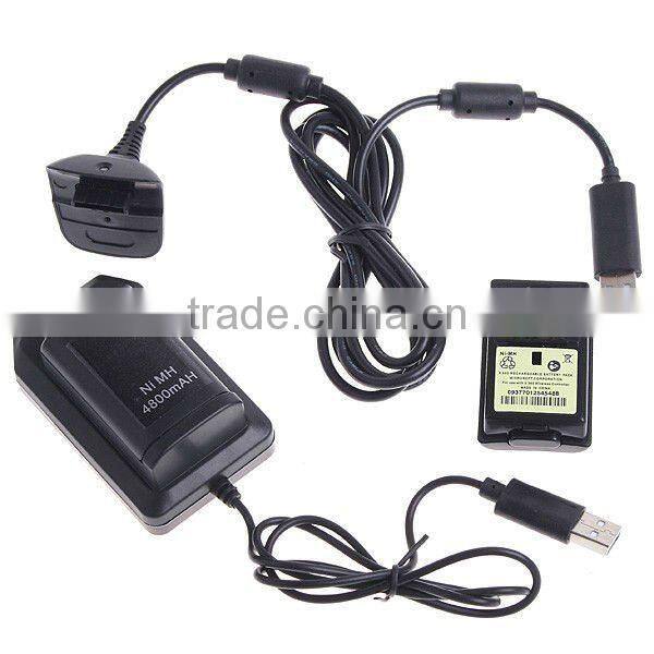 5IN 1 Charger Cable Kit & 4800mAh Battery For Xbox 360
